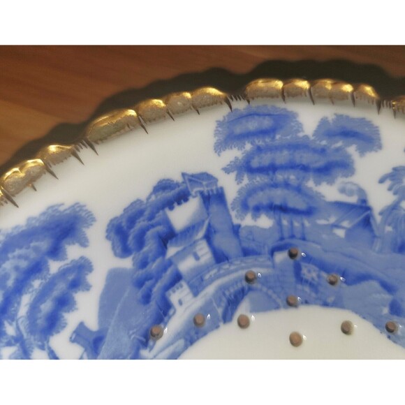 Spode Copelands China Blue Tower w Gold Scalloped edge Round Mezzanine Strainer - Picture 5 of 15